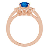 14K Rose Lab-Grown Blue Sapphire & 1/8 CTW Natural Diamond Ring